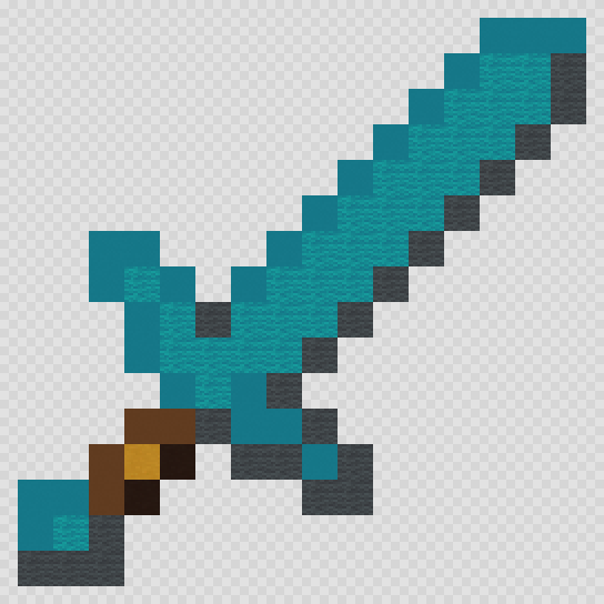 Diamond sword Minecraft pixel art, 16 by 16 blocks