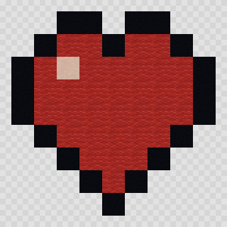 Health heart Minecraft pixel art, 9 by 9 blocks