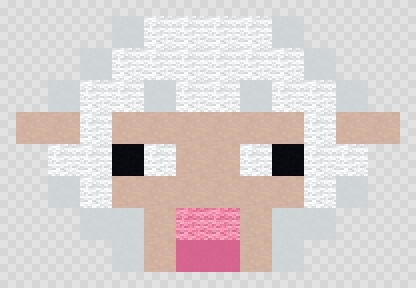 Sheep face Minecraft pixel art, 12 by 8 blocks