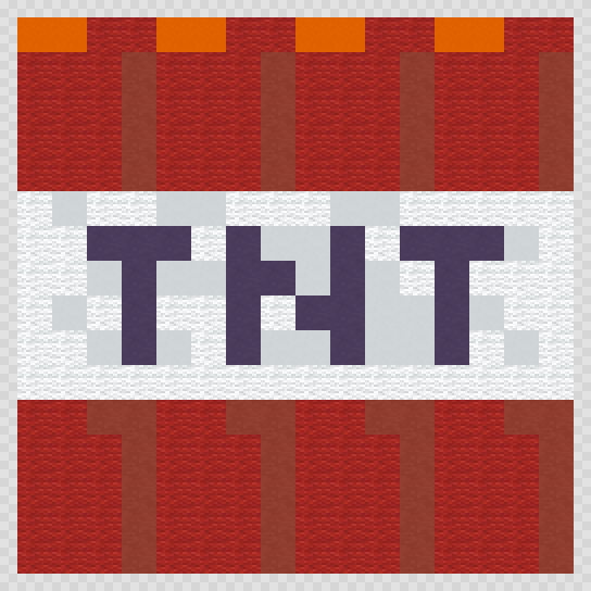 TNT Minecraft pixel art, 16 by 16 blocks