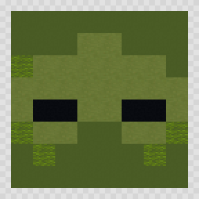 Zombie face Minecraft pixel art, 8 by 8 blocks